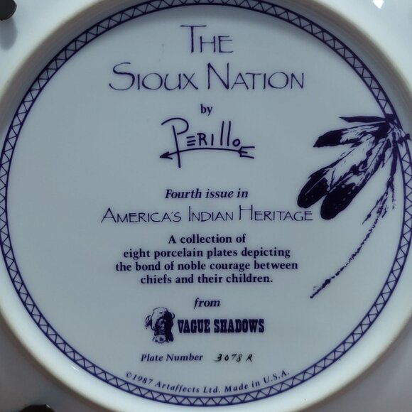 Vague Shadows The Sioux Nation Decorative Collector Plate by Perillo Forth Issue - Picture 12 of 13